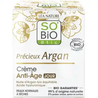 Auchan Soin anti-âge précieux argan jour so'bio etic offre