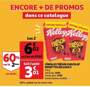 Auchan Céréales trésor chocolat noisettes kellogg's offre