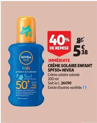 Auchan Supermarché Crème solaire enfant spf50+ nivea offre