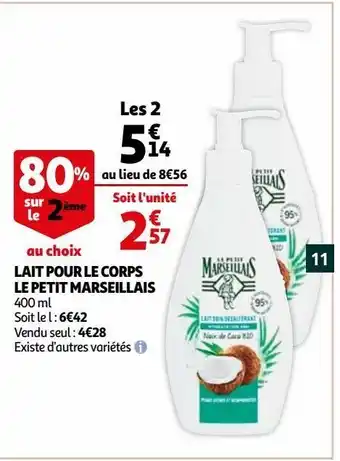 Auchan Lait pour le corps le petit marseillais offre