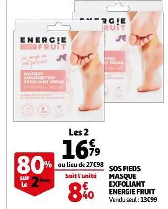 Auchan Sos pieds masque exfoliant energie fruit offre