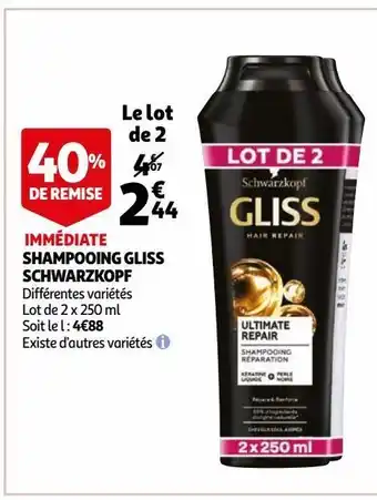 Auchan Shampooing gliss schwarzkopf offre