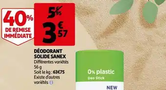 Auchan Déodorant solide sanex offre