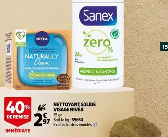 Auchan Nettoyant solide visage nivéa offre