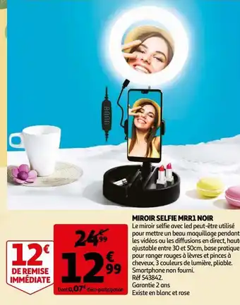 Auchan Miroir selfie mrr1 noir offre