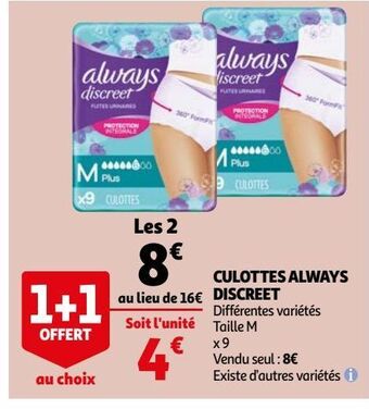 Auchan Culottes always discreet offre