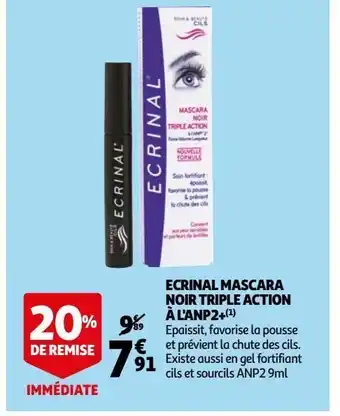 Auchan Ecrinal mascara noir triple action à l'anp2+ offre