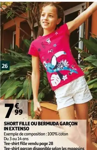 Auchan Short fille garçon in extenso offre