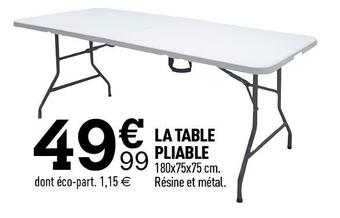 Centrakor La table pliable offre