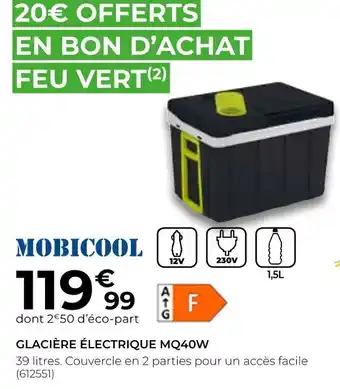 Feu Vert Mobicool glacière électrique mq40w offre