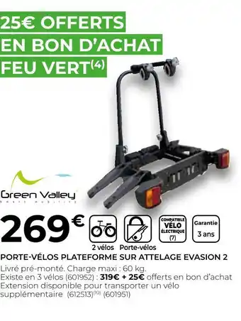 Feu Vert Green valley porte-vélos plateforme sur attelage evasion 2 offre