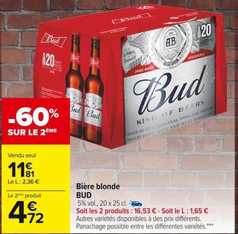 Carrefour Market Bud bière blonde offre