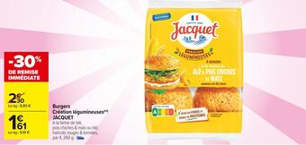 Carrefour Market Jacquet burgers création légumineuses offre