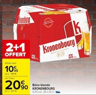 Carrefour Market Kronenbourg bière blonde offre