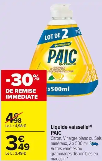 Carrefour Market Paic liquide vaisselle offre