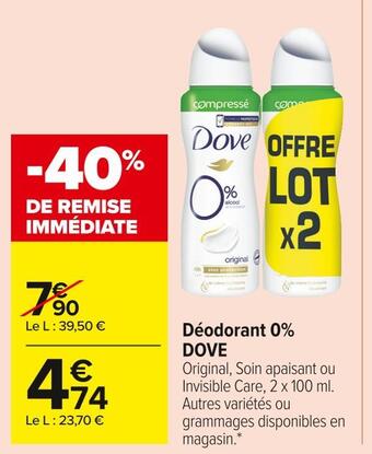 Carrefour Market Dove déodorant 0% offre