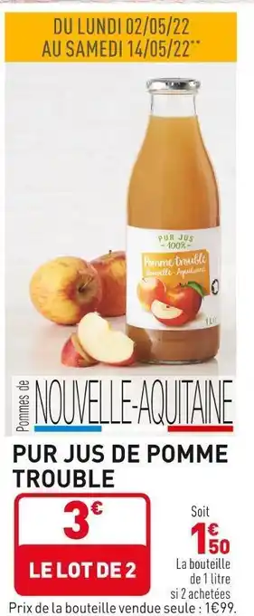 Grand Frais Pur jus de pomme trouble offre