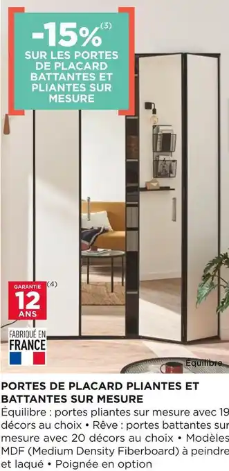 Lapeyre Bon plan sur les portes de placard battantes et pliantes sur mesure offre