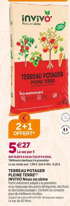 Delbard Invivo nous on sème terreau potager pleine terre offre