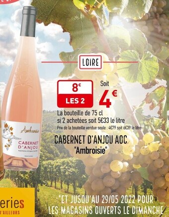 Grand Frais "ambroisie" cabernet d'anjou aoc offre