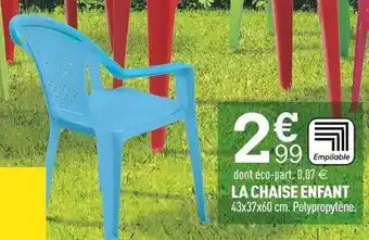 Centrakor La chaise enfant offre