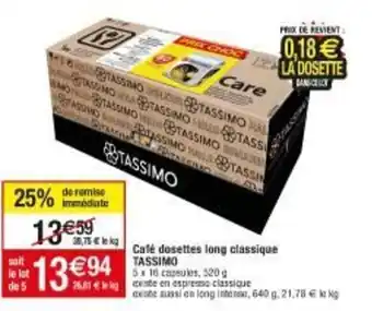 Migros Café dosettes long classique TASSIMO offre