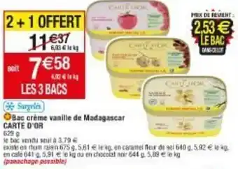 Migros Bac crème vanille de madagascar CARTE D'OR offre