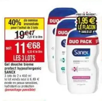 Migros Gel douche biome protect hypoallergenic SANEX offre