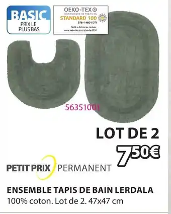 JYSK Petit prix Ensemble tapis de bain lerdala offre