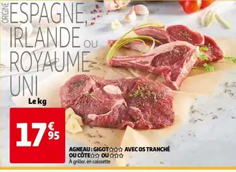 Auchan Agneau : gigot avec os tranché ou côte ou offre