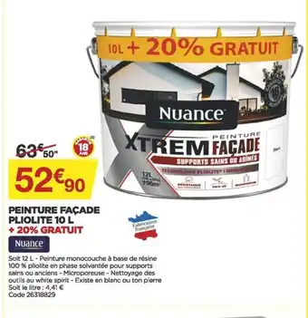 Bricomarché Nuance Peinture Façade Pliolite 10L offre