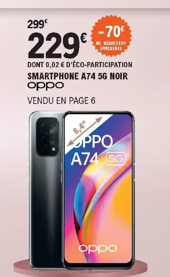 E.Leclerc Oppo Smartphone A74 5G Noir offre