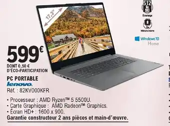 E.Leclerc Lenovo PC Portable offre