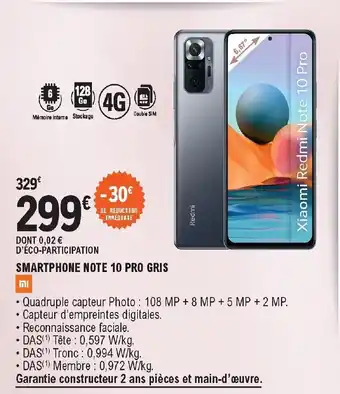 E.Leclerc Mi Smartphone Note 10 Pro Gris offre