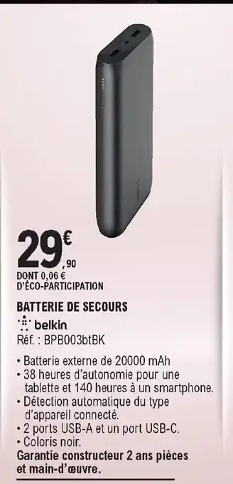 E.Leclerc Belkin Batterie de Secours offre