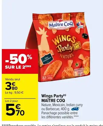 Carrefour Wings Party Maître Coq offre