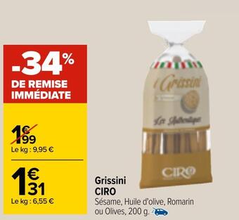 Carrefour Grissini CIRO offre