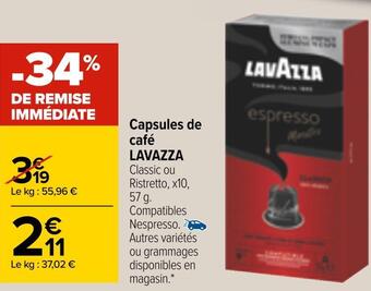 Carrefour Lavazza capsules de café offre