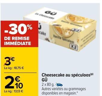 Carrefour Gü cheesecake au spéculoos offre