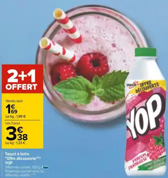 Carrefour Yop yaourt à boire "offre découverte" offre