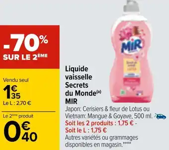 Carrefour Mir liquide vaisselle secrets du monde offre
