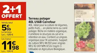 Carrefour Carrefour terreau potager 40l u1ab offre