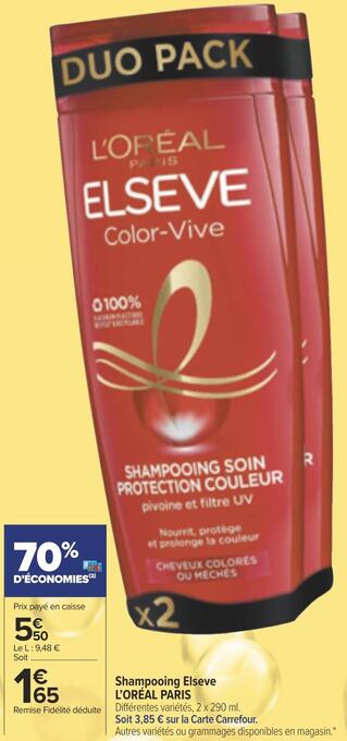 Carrefour Market Shampooing elseve L’ORÉAL PARIS offre