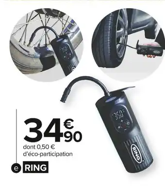 Carrefour Market Ring mini compresseur d’air digital rechargeable sans fil 230v offre