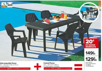 Carrefour Market Table extensible parma + fauteuil parma offre