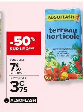 Carrefour Market Algoflash terreau horticole offre