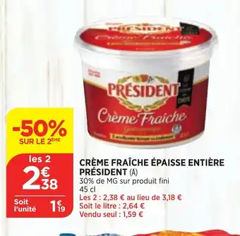 Bi1 Crème fraîche épaisse entière offre
