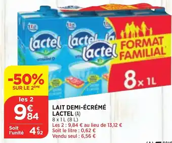 Bi1 Lait demi-écrémé Lactel offre