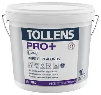 Tollens peinture bicouche murs et plafonds intérieure pro+ acrylique velours blanc 10 l