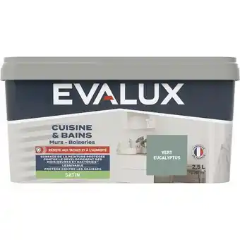 Brico Dépôt Evalux peinture salle de bain et cuisine satin 2,5 l eucalyptus offre